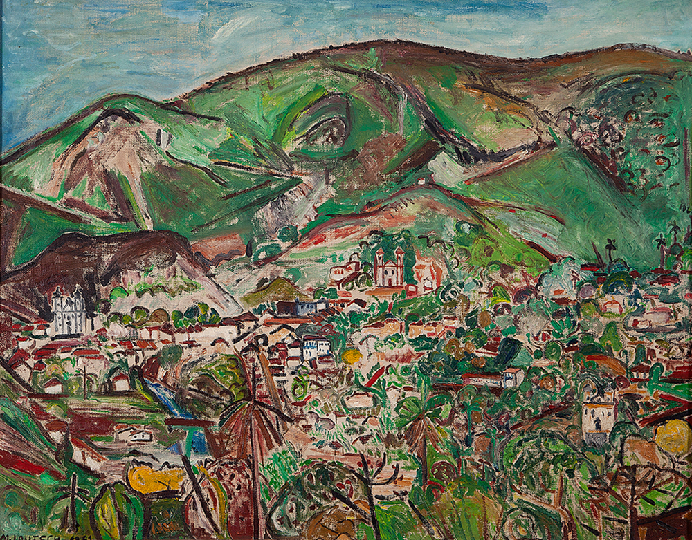 MARTHA LOUTSCH - “Paisagem - Ouro Preto” - Óleo sobre tela - Ass.inf.esq. - 73 x 92 cm.