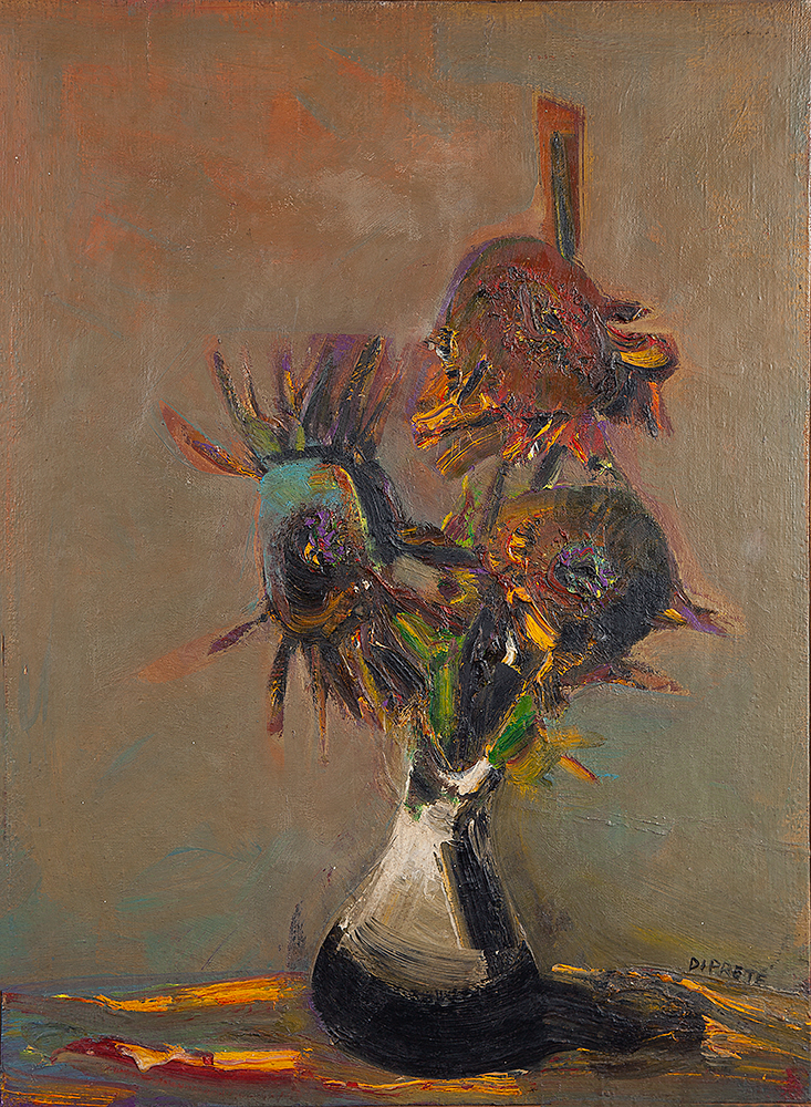 DANILO DI PRETE - “Vaso com flores”- Óleo sobre tela - Ass. inf. dir - 73 x 54 cm.