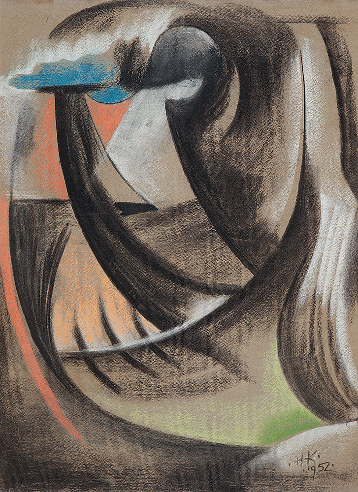 HEINZ KÜNH- “Sem título” - Pastel sobre papel - Ass. dat.1952 inf.dir - 61 x 45 cm.Procedência familia do artista.