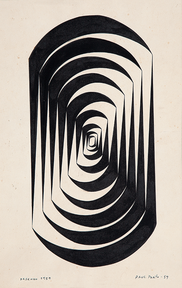 RAUL PORTO - “Desenho 1959” - Nanquim sobre papel - Ass.dat.1959 inf.dir - 44 x 28 cm.Com etiqueta do artista no verso.