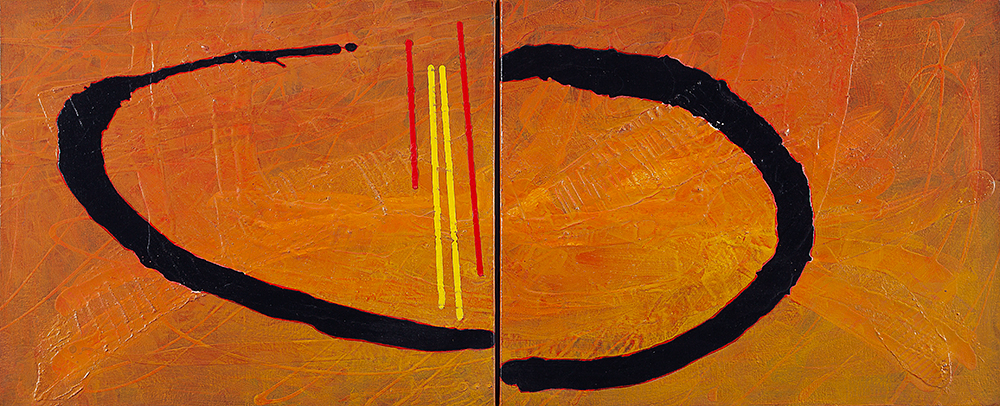 GILBERTO SALVADOR - “Vermelho amor” - Díptico - Óleo sobre tela - Ass.tit.dat.1995 no verso - 50 x 120 cm.