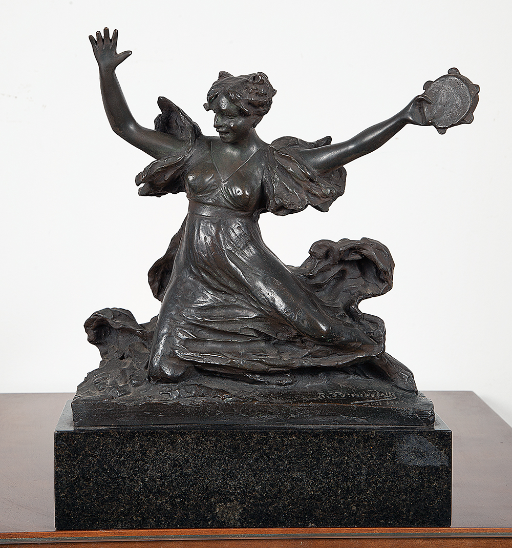 RODOLFO BERNARDELLI - “A dança” - Escultura de bronze - Assinada - 30 x 28 x 11 cm.