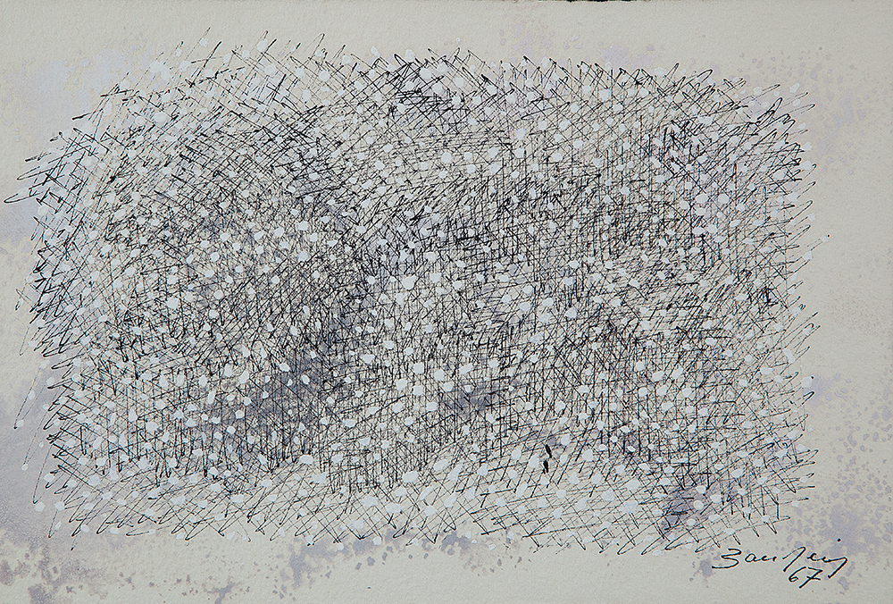 ANTÔNIO BANDEIRA - “Sem título” - Técnica mista sobre papel - Ass.dat.1967 inf.dir. - 19 x 28 cm.