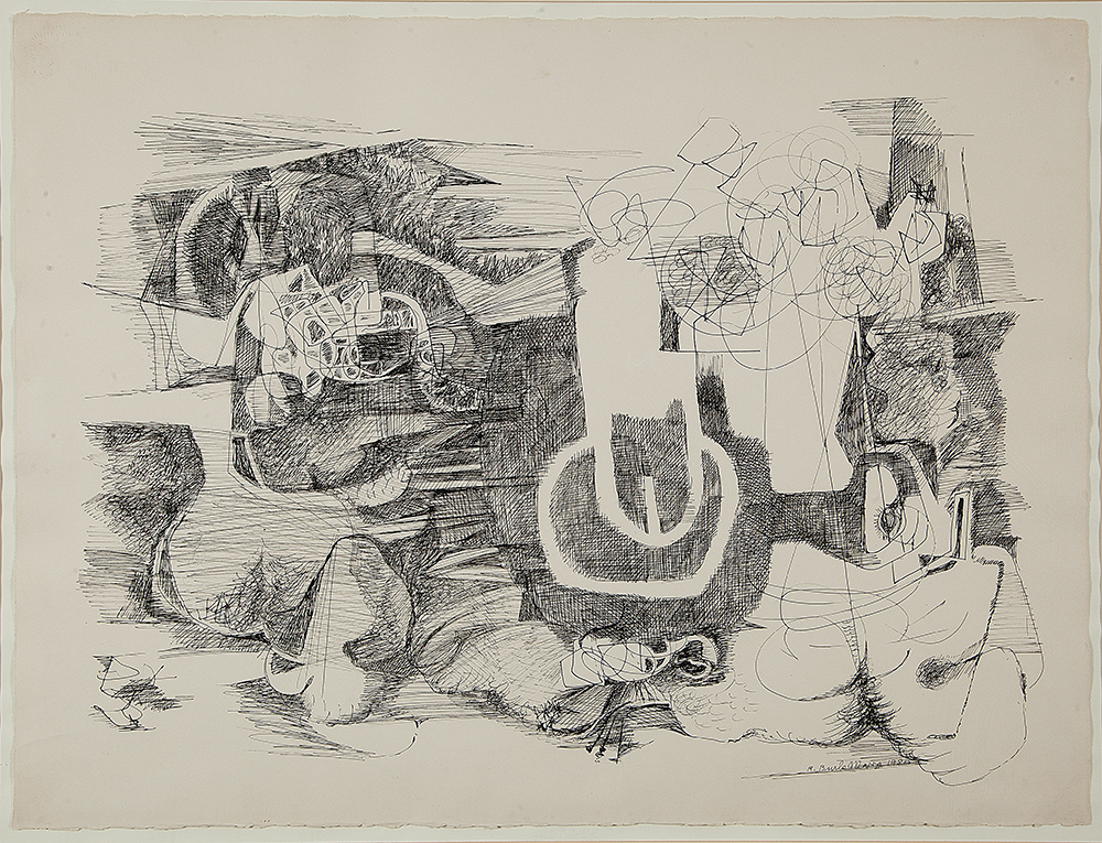 ROBERTO BURLE MARX - “Sem título” - Nanquim sobre papel - Ass.dat.1980 inf.dir. - 57 x 76 cm.