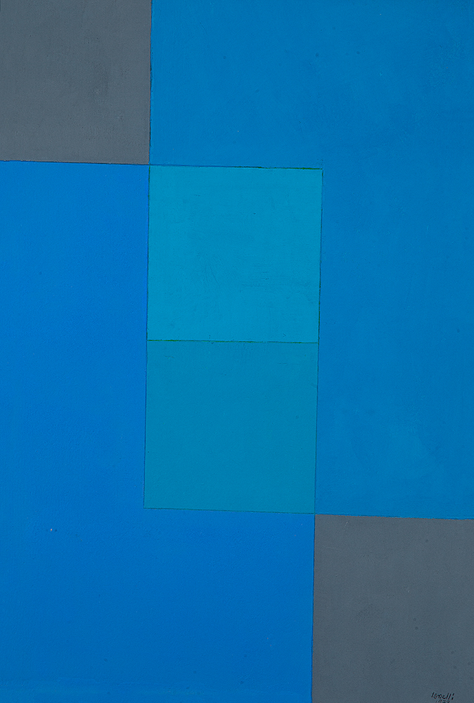 ARCÂNGELO IANELLI - “Composição azul” - Guache sobre papel. Ass.dat.1973 inf.dir. - 44 x 29,5 cm. Ex. Coleção Eduardo de Mattos Barreto.