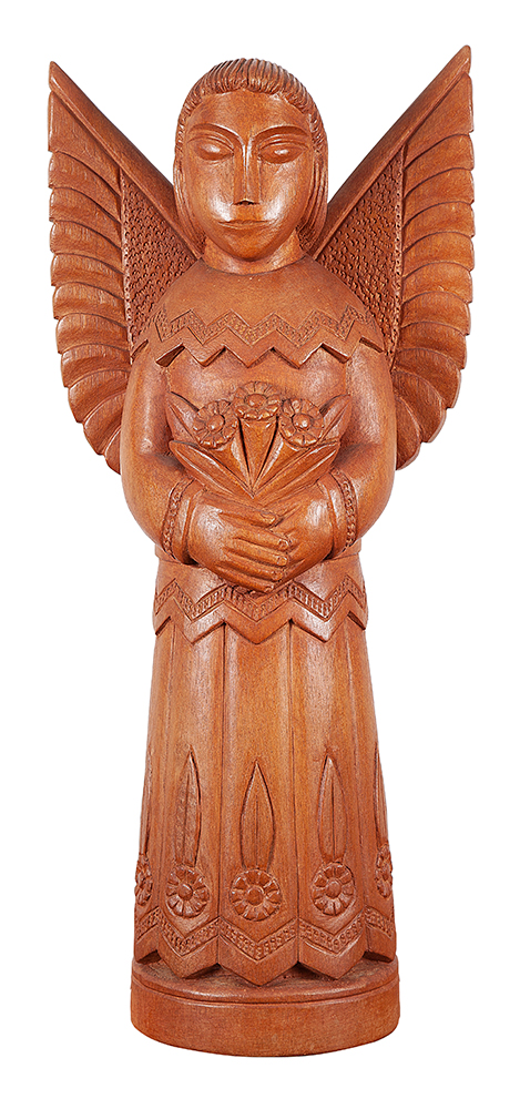MESTRE EXPEDITO - “Anjo” - Escultura em madeira - Ass.loc. “T.Piaui” dat.2001 - 63 x 29 x 12 cm.