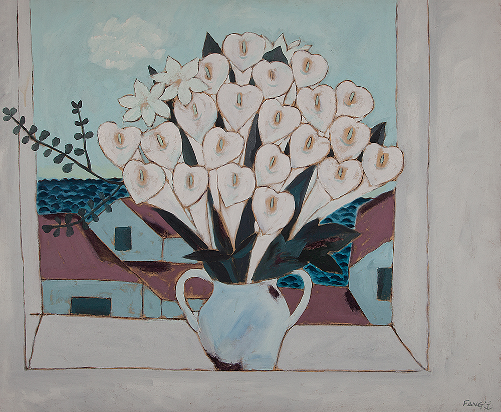 FANG “Vaso de Flores” -Óleo sobre tela -Ass.inf.dir.dat.1996 no verso -110 x 132 cm.