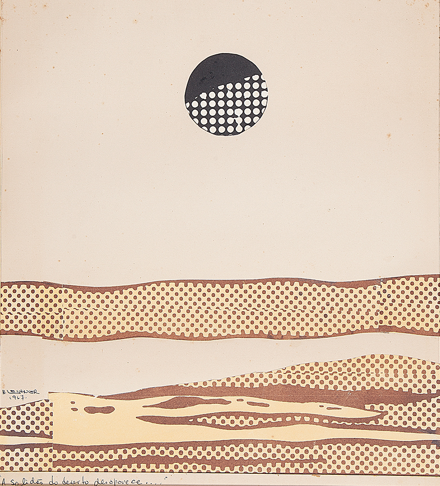 NELSON LEIRNER “Quando a cor da cidade começa aparecer...” Colagem sobre papel -Ass.dat. 1964 inf. dir -19 x 27 cm.
