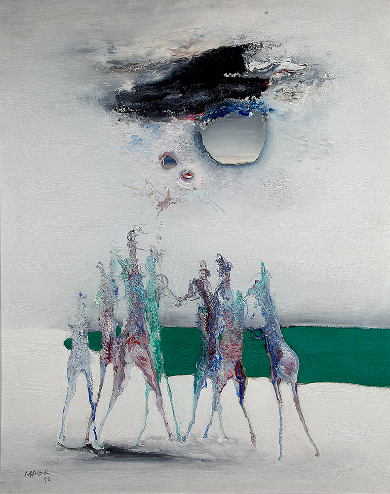 MANABU MABE “Abstrato nº 7240” -Óleo sobre tela -Ass.dat.1972 inf.esq., ass.dat.tit. no verso. 128 x 102 cm.