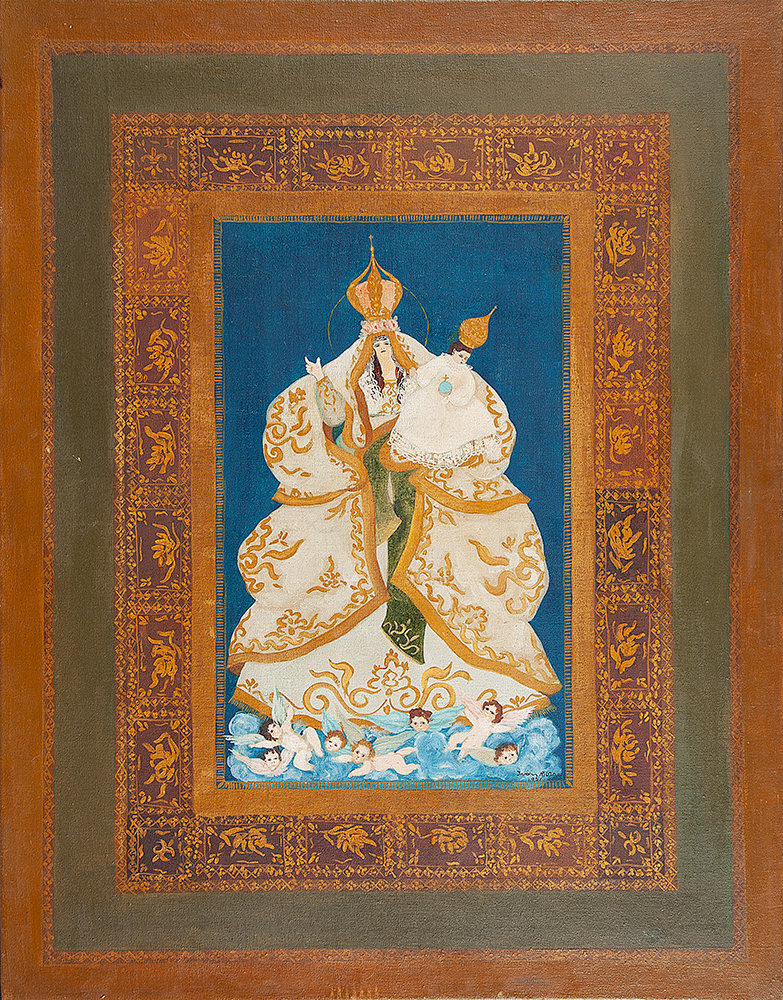 IVAN MORAES “Nossa Senhora dos homens” - Óleo sobre tela -Ass. dat.1961 inf.dir,ass. dat. tit. no verso.90 x 70 cm.