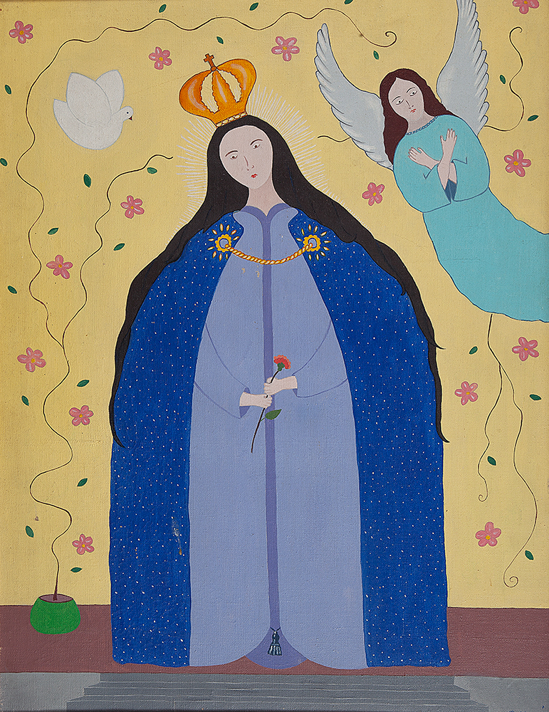 CRISALDO MORAES “Cena religiosa” - Óleo sobre tela - Ass.dat.1967 inf. dir - 65 x 50 cm.Ex. coleção Renee Sasson.