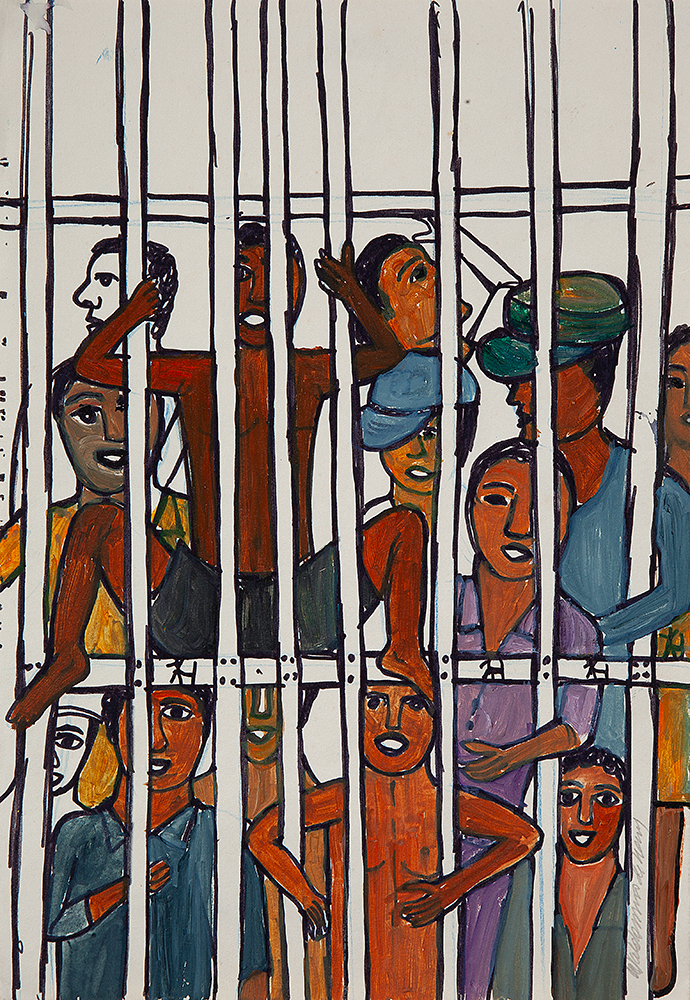 WALDOMIRO DE DEUS “Casa de detenção” - Técnica mista sobre papel - Ass.lat.dir - 32 x 22 cm.