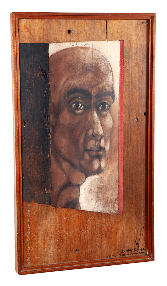 JOÃO CÂMARA - Estudo para um presidiário - 1972 - Óleo Sobre Madeira - 66 x 36 - Ass.dat.inf.dir