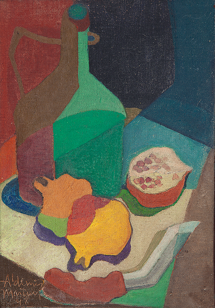 ALDEMIR MARTINS - Natureza morta - Óleo Sobre Tela - Ass.dat.1948 inf.esq. -30 x 21 cm.Ex. Coleção José Pinto e com etiqueta da Renot Galeria de Arte.