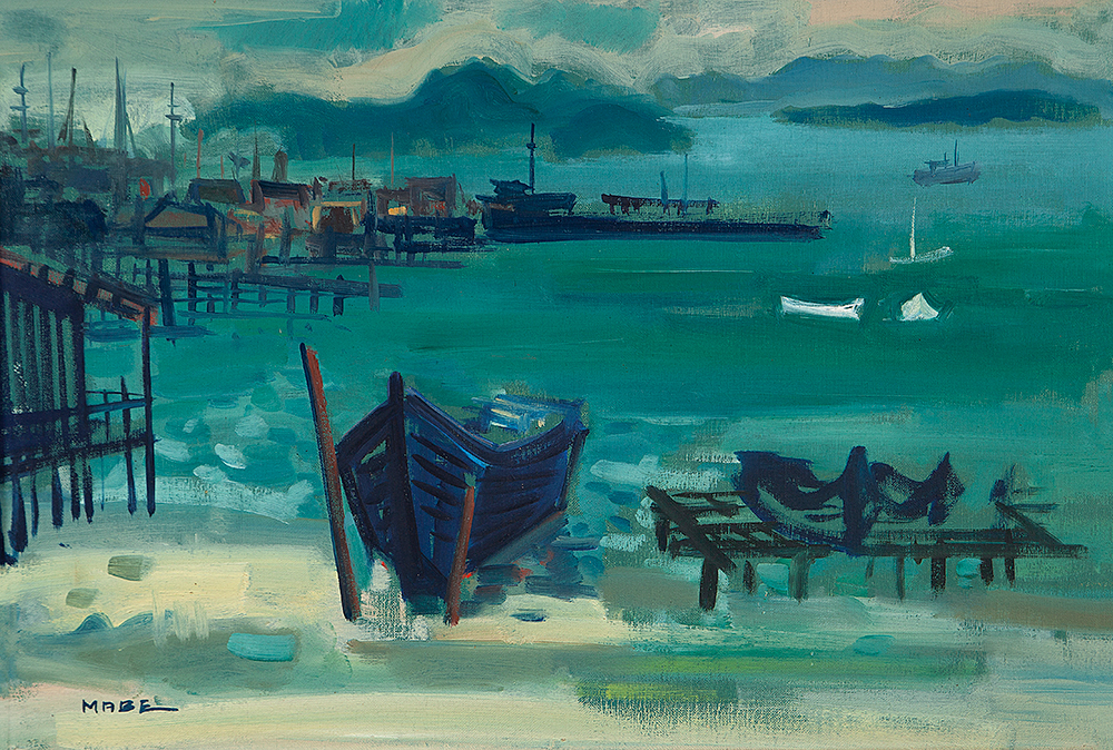 MANABU MABE - Ponta de Caju - Óleo Sobre Tela - Ass.inf. esq. Ass. tit .Loc .Rio de Janeiro e dat. no verso. - 1955 - 38 x 55 cm.