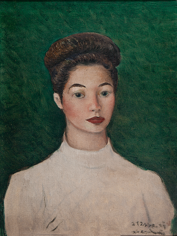 EMILIANO DI CAVALCANTI - Retrato de Tessa - Óleo Sobre Tela - Ass. e com dedicatória para Tessa inf.dir - 62 x 46 cm.