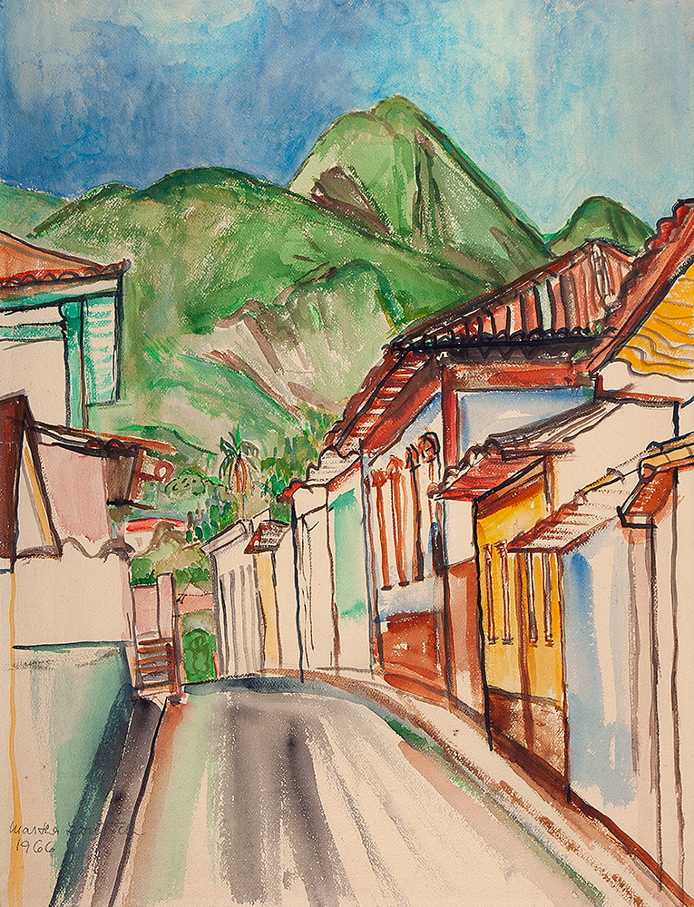 MARTHA LOUTSCH - Paisagem - Aquarela Sobre Papel - Ass.inf.esq. - 1966 - 72 x 55 cm.Reproduzida na pág.89 do catálogo de exposição O Olhar Modernista de JK de 10 de Dezembro de 2008á1º de Março 2009 - Belo Horizonte - Curadoria Denise Mattar.