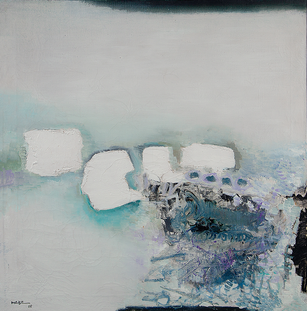 MANABU MABE - Sonho da sereia - Nº WA2 - Óleo Sobre Tela- Ass.dat.1965 inf.esq. ass.tit. loc. Washigton e dat. no verso - 74 x 74 cm.