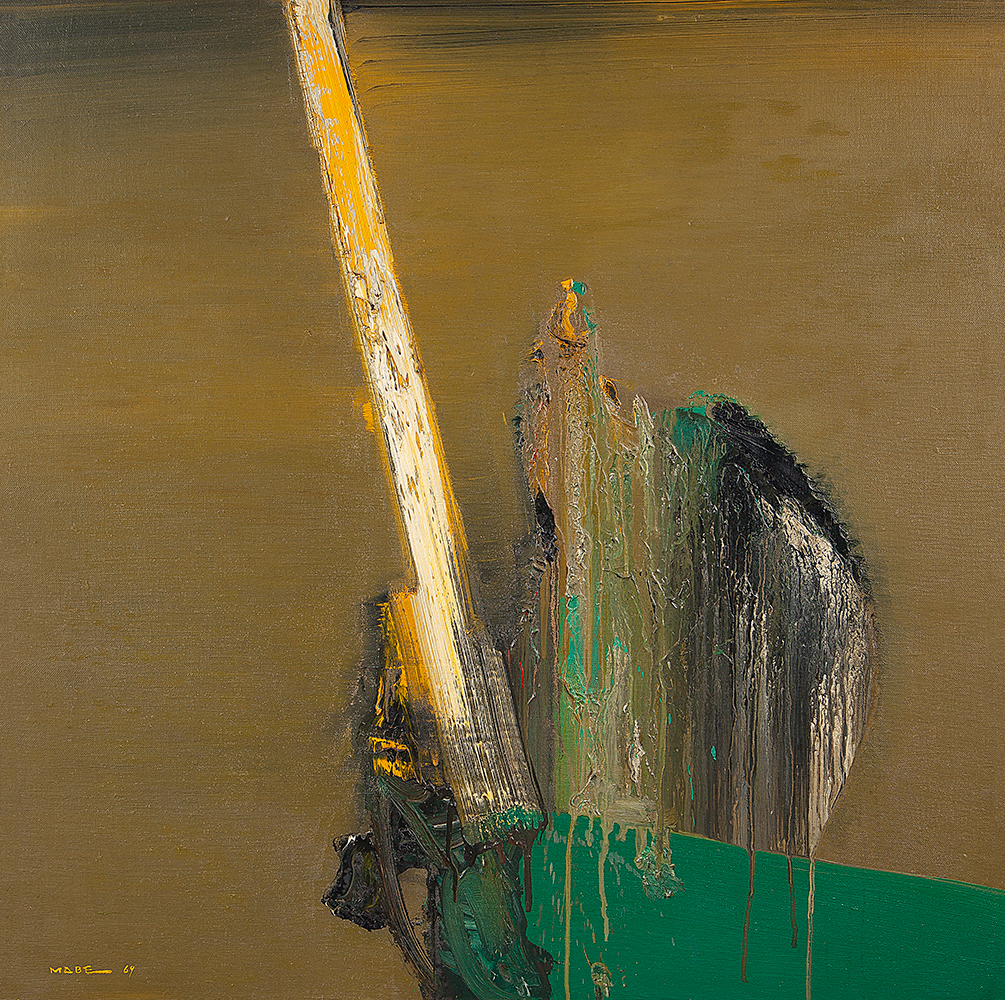 MANABU MABE - Fim da Jornada - Óleo Sobre Tela -Ass.dat.1969 inf.esq.Ass.tit.dat. no verso - 84 x 84 cm.