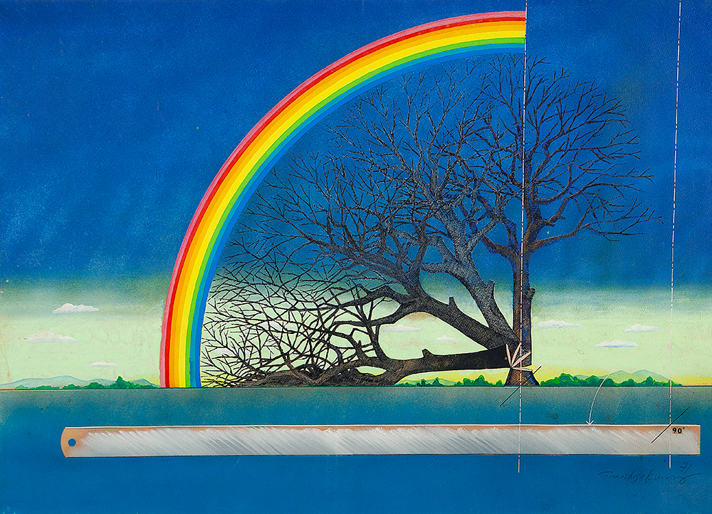 TOMOSHIGE KUSUNO - Sem título -Técnica Mista (Nanquim, Colagem e Aquarela) Ass.dat.1971 inf.dir - 52 x 72 cm.