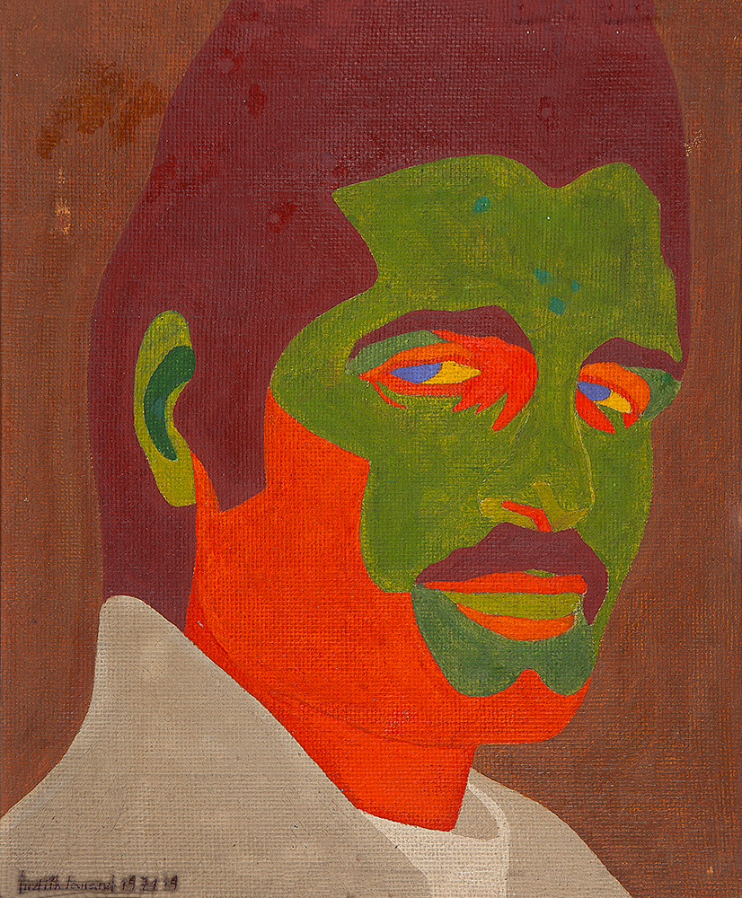 JUDITH LAUAND - Retrato Omar Sharif - Óleo Sobre Eucatex -Ass.dat.1971 inf.esq. - 30 x 25 cm. Catalogada no Acervo 10 eCom etiqueta de participação da Exposição Individual Galeria Aliança e Com certificado do Instituto.