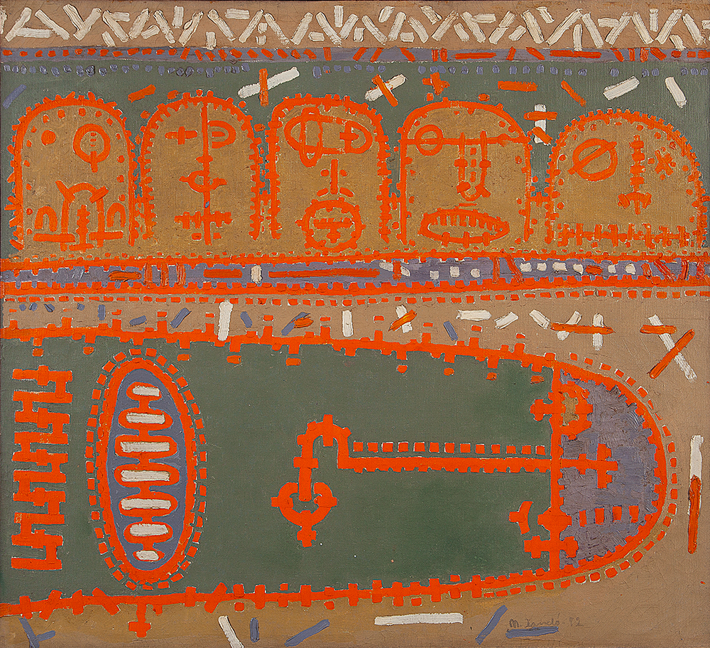 NIOBE XANDÓ - As seis máscaras - Acrílica Sobre Tela -Ass.dat.1972 inf.dir - 54 x 49,5 cm.Participou da exposição A Arte de Transgredir a Ordem das Coisas - De 05 Maio á 24 junho 2007 - Pinacoteca do Estado, Reproduzido na pág.93 do livro Niobe Xandó A Arte de Subverter a Ordem das Coisas, Reproduzido na pág.45 do catálogo de exposição A Modernidade de Niobe Xandó na Galeria Simão Assis e Registrado sob nº EA01C025/025 - 12/11.