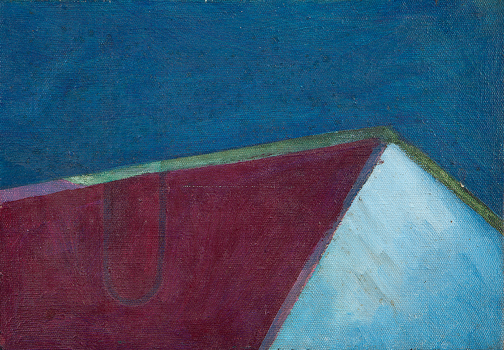 JOSÉ CARLOS BOI CEZAR FERREIRA- Telhado - Óleo Sobre Tela -Ass.tit.dat.69/85 no verso - 19 x 26,5 cm.