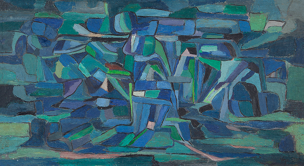 WEGA NERY - “Nº 93 -Um recolhimento - Óleo Sobre Tela - Ass.inf.dir, Ass.tit. dat.1955 no verso - 45 x 79 cm.Procedência família d artista.