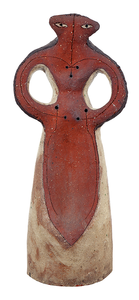 MIGUEL DOS SANTOS - Sem título - Escultura em Cêramica Pintada - Ass.dat.1981 e loc.João Pessoa -PB - 65 x 28 x 22 cm.Reproduzida na págs.160,162 e 163 do livro Artista da Cerâmica Brasileira,Ex. Coleção Ranulpho.