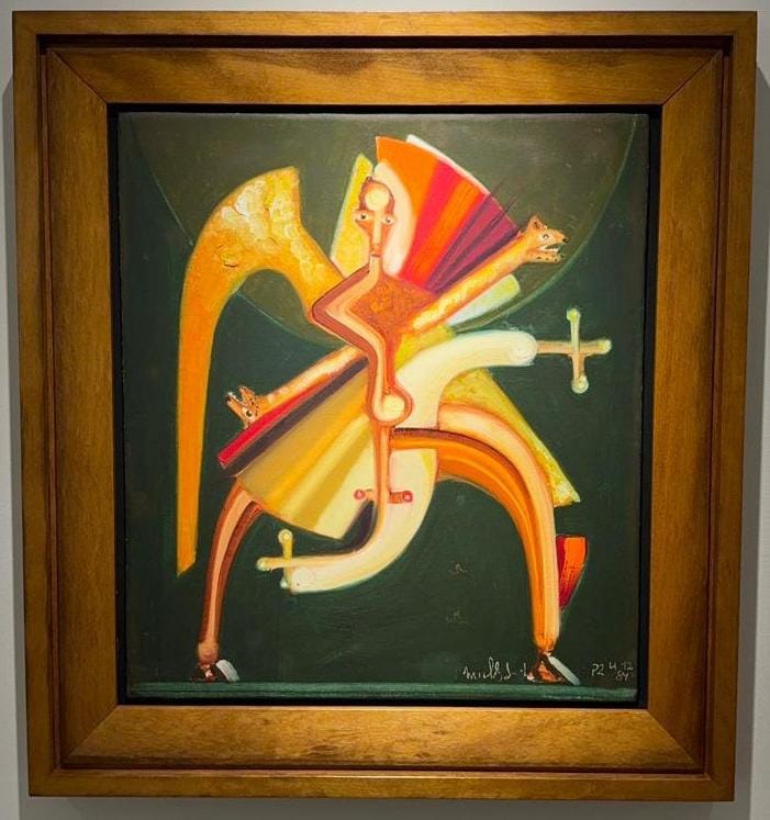 MIGUEL DOS SANTOS -Sem titulo - Óleo Sobre Tela Colada em Eucatex - 1984 47 x 40 cm.