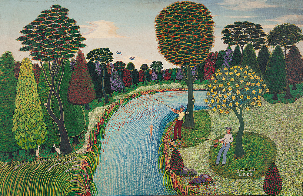 JOÃO PILARSKI - Rio Guapeúna - Óleo Sobre Tela -Ass.dat.1985 inf.dir - 55 x 85 cm.