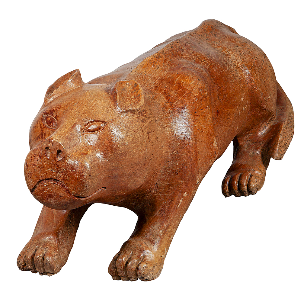 MANUEL DA MARINHEIRA - Onça - Escultura em Madeira - 50 x 135 x 36 cm.