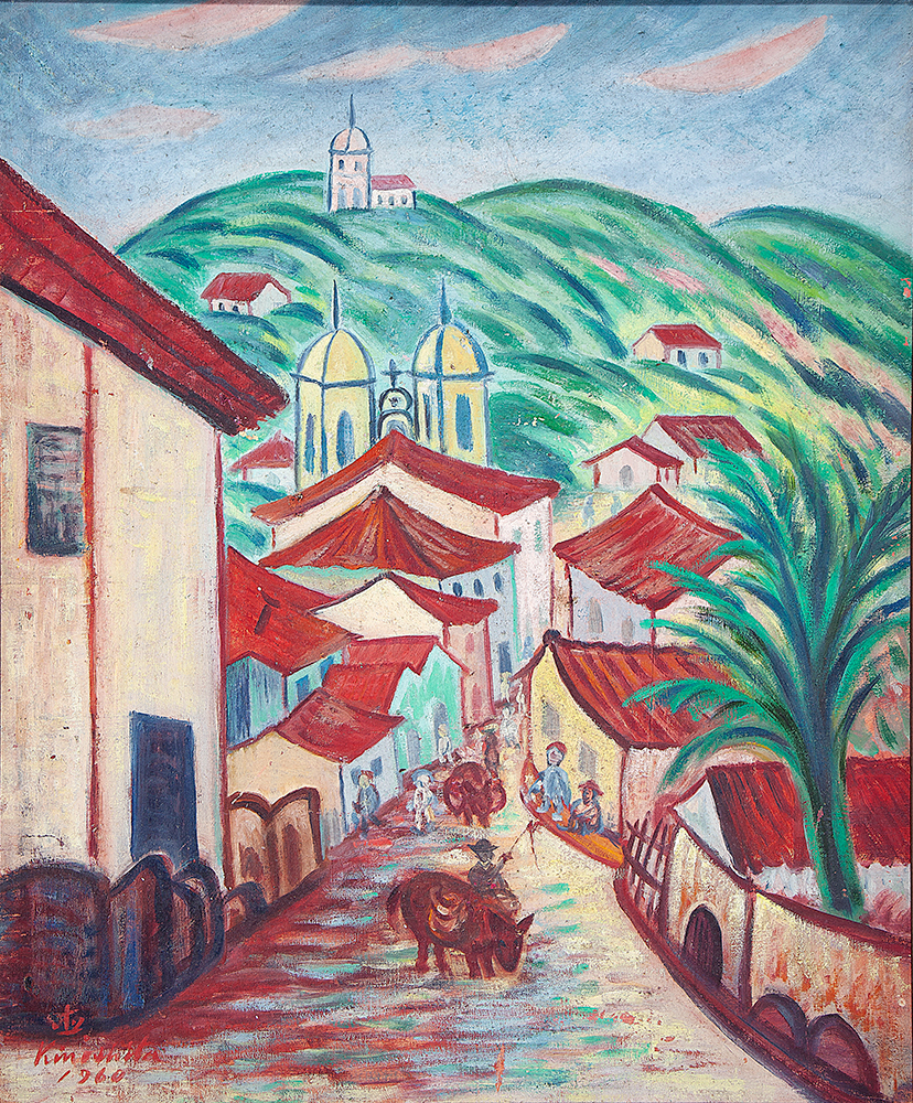 NAOTOSHI KINOSHITA - Ouro Preto - Óleo Sobre Tela - Ass.dat.1960 inf.esq.Ass.tit.dat. no verso - 65 x 54 cm.Ex. Coleção Mário Schenberg.