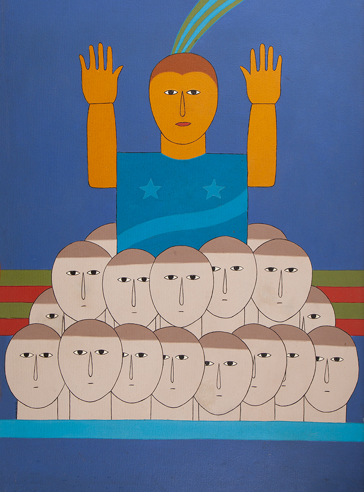 ANTONIO MAIA - O comolidato - Acrílica Sobre Tela -Ass.tit.loc. Rio de Janeiro e dat.1986 no verso - 100 x 73 cm.Procedência Ponto das Artes Salvador - BA.