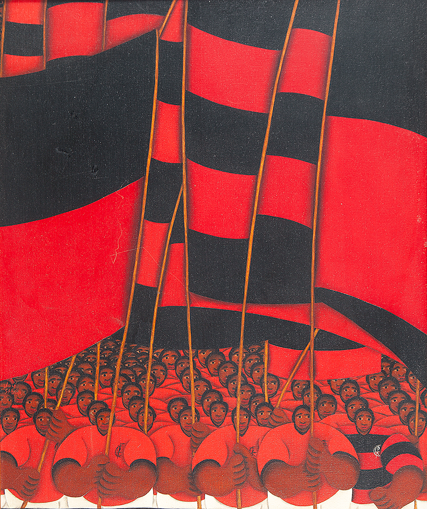 JOSÉ SABÓIA -Torcida do Flamengo - Óleo Sobre Tela -Ass.inf.esq. - 60 x 50 cm.